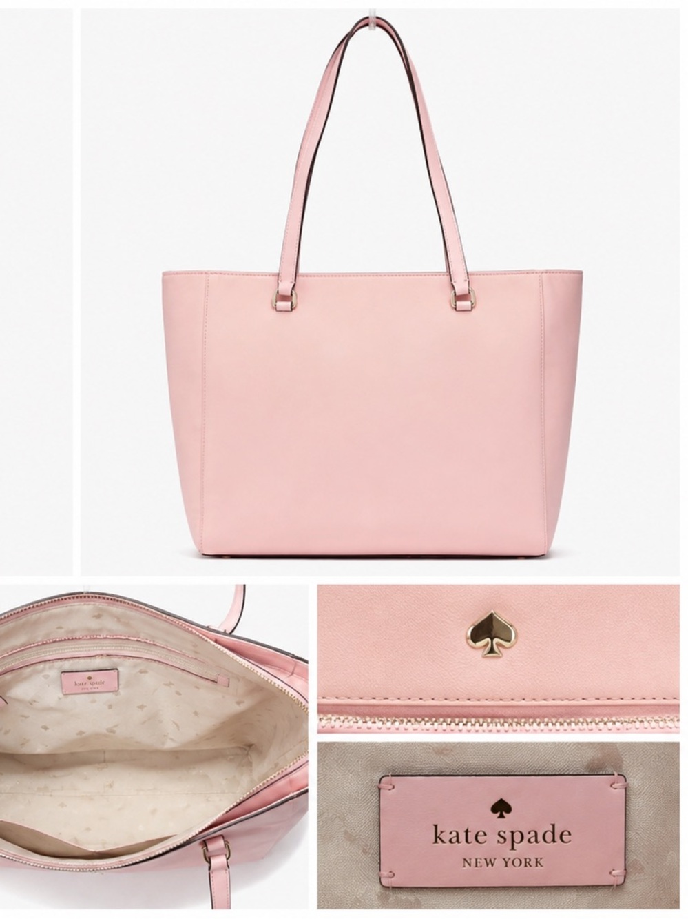 Kate Spade New York Blush Pink Leather Tote Bag Shoulder Purse - Picture 2 of 2